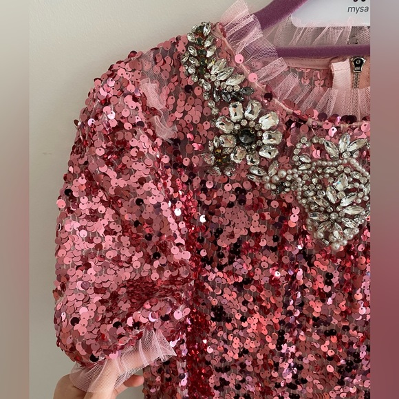 Pink beads detail sequin dress - Picture 7 of 9